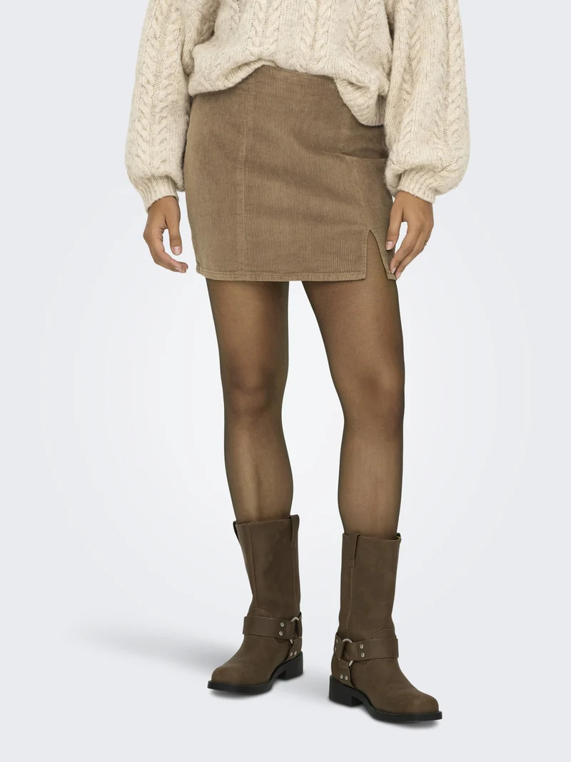 ONLLENI-GLOBAL SHORT CORD SLIT SKIR, Cocoa Créme