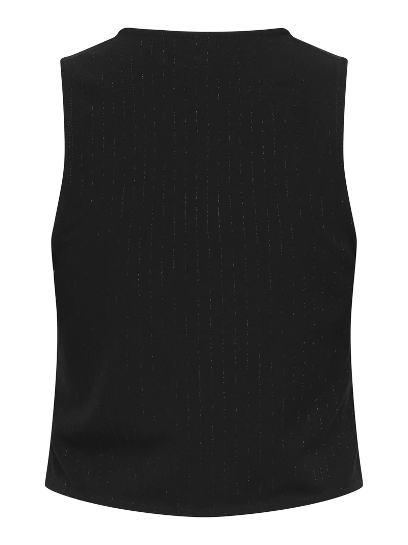 ONLLISA S/L SHINE PINSTRIPE VEST JR, Black/Silver glitter