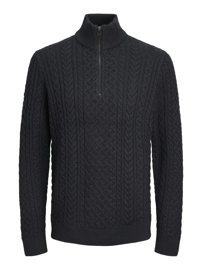 JPRBLUSEAN KNIT CABLE HALF ZIP SN, Dark Navy