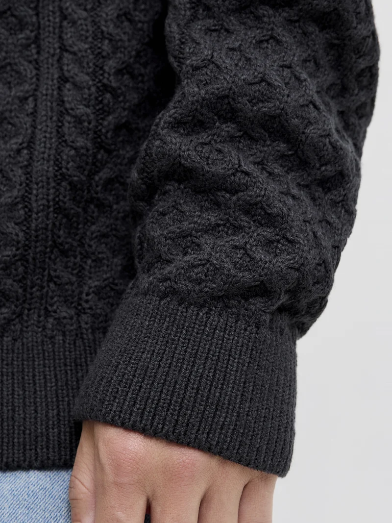 JPRBLUSEAN KNIT CABLE HALF ZIP SN, Dark Navy