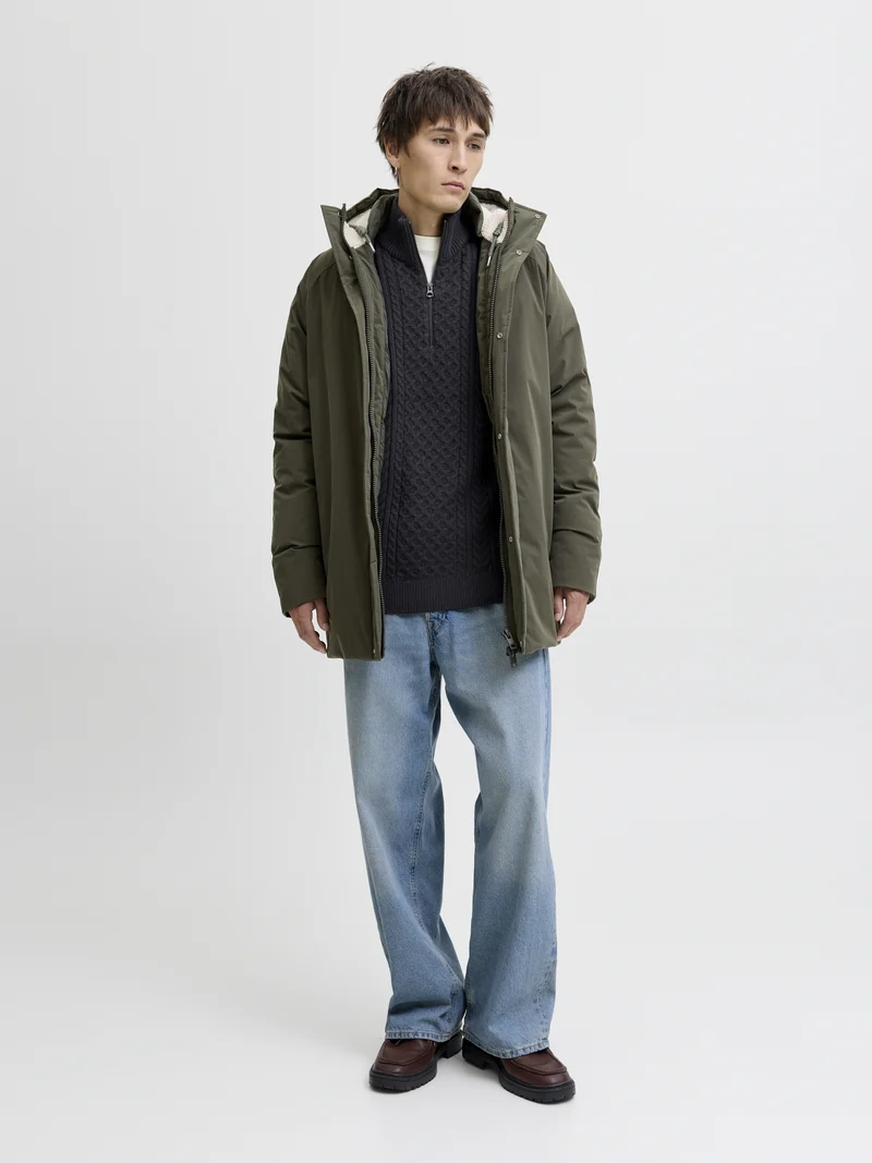 JPRBLUSEAN KNIT CABLE HALF ZIP SN, Dark Navy