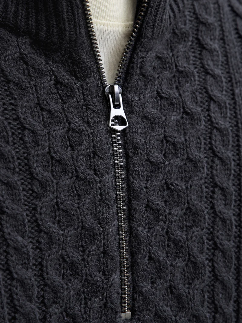 JPRBLUSEAN KNIT CABLE HALF ZIP SN, Dark Navy