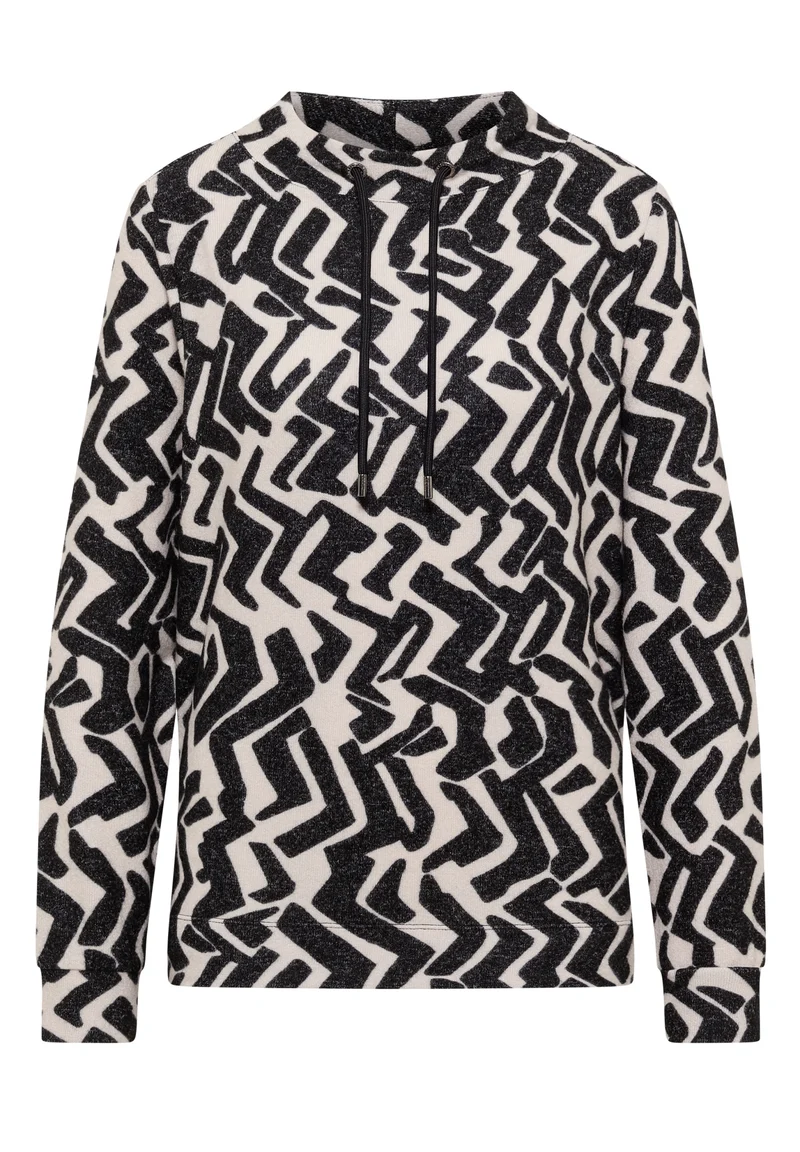 TOS Cosy AOP Funnel Neck, light greige melange