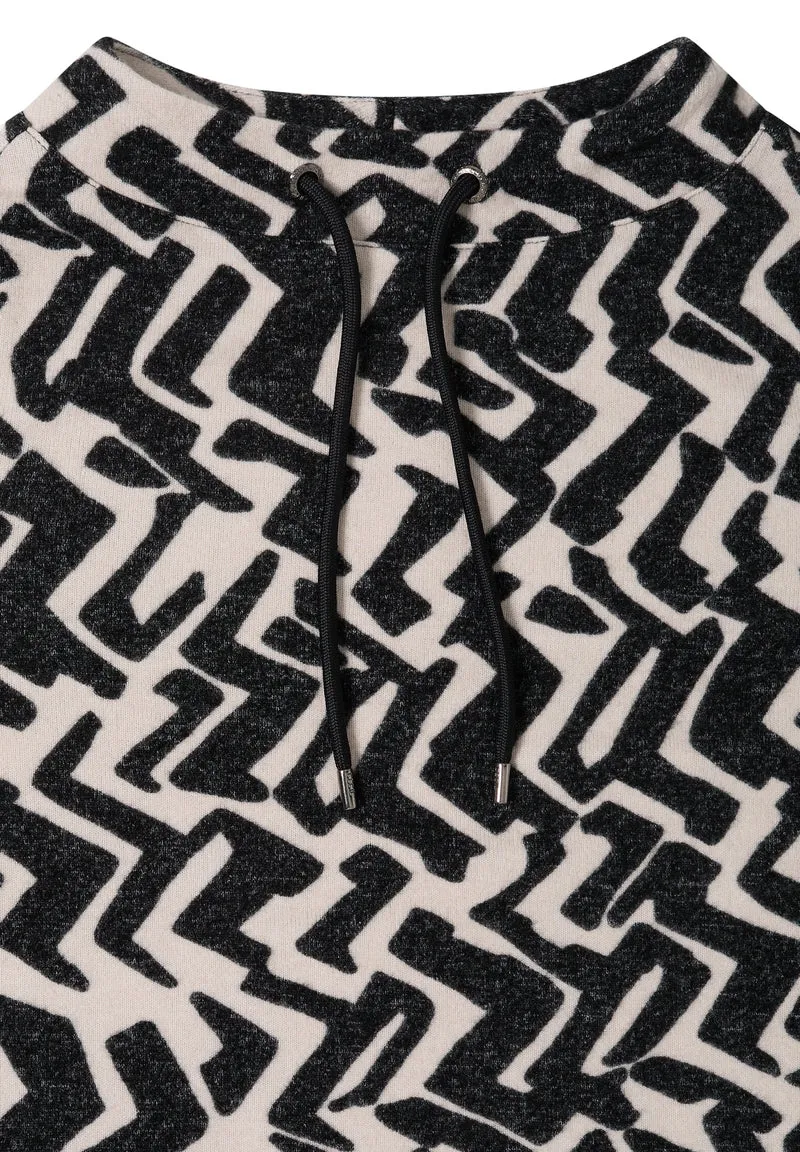 TOS Cosy AOP Funnel Neck, light greige melange