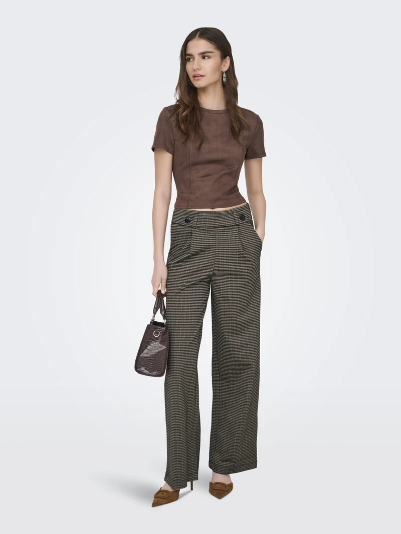 JDYGEGGO MIA LONG CHECK PANT JRS NO, Cobblestone/MINI CHECK
