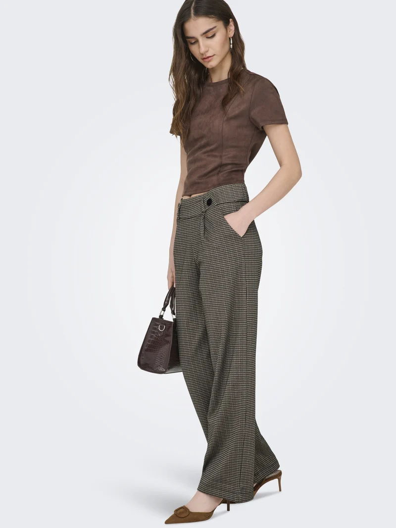 JDYGEGGO MIA LONG CHECK PANT JRS NO, Cobblestone/MINI CHECK