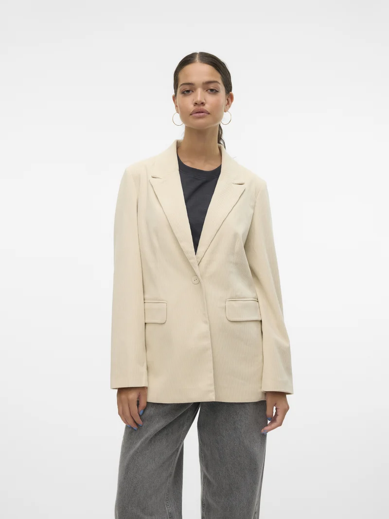 VMNORA LS LOOSE CORDUROY BLAZER, Birch