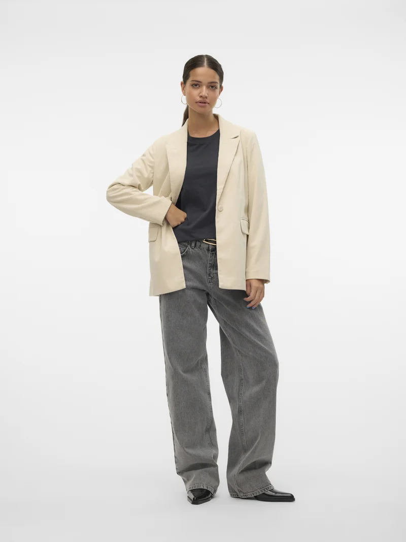 VMNORA LS LOOSE CORDUROY BLAZER, Birch