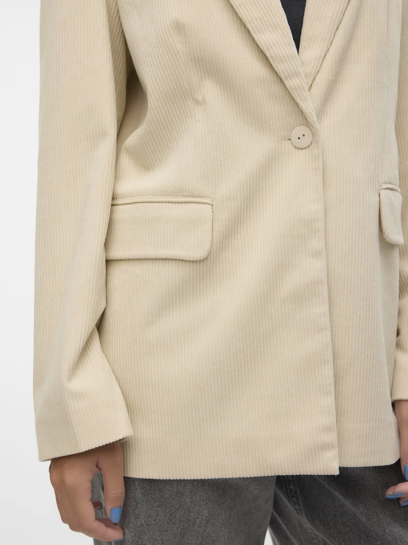 VMNORA LS LOOSE CORDUROY BLAZER, Birch