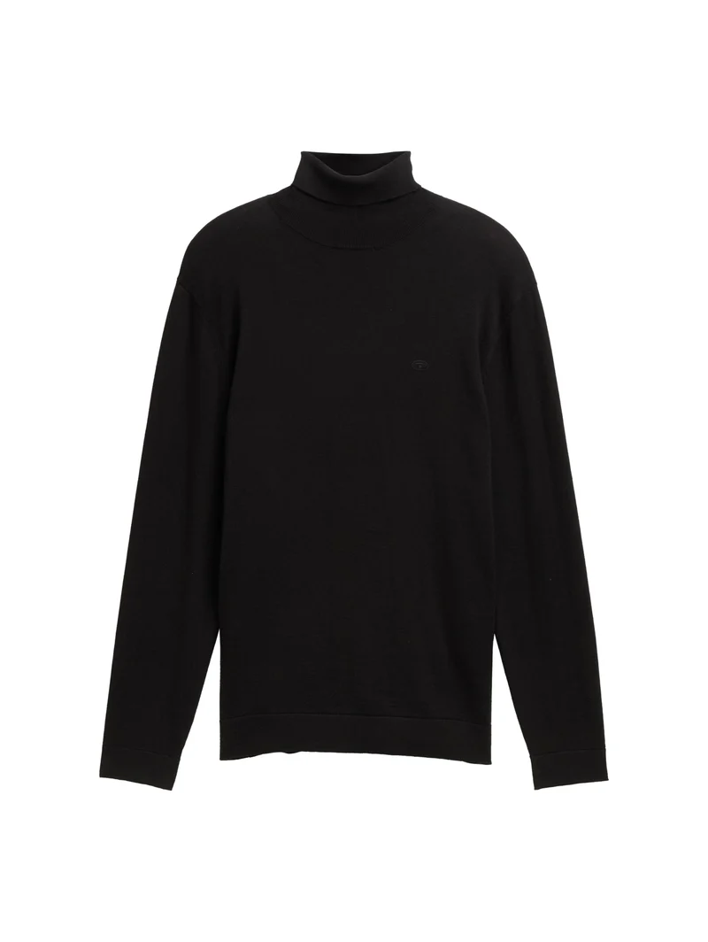 basic turtleneck knit, Black