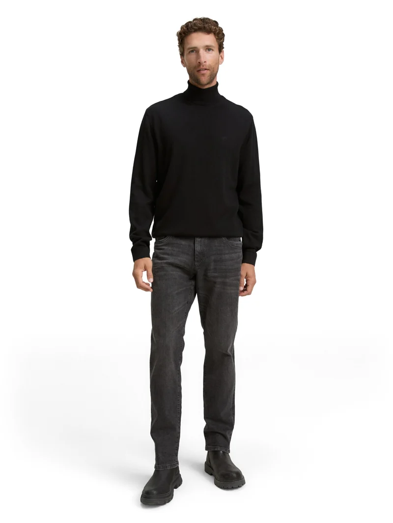 basic turtleneck knit, Black