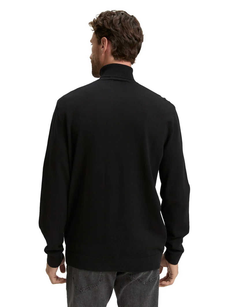 basic turtleneck knit, Black