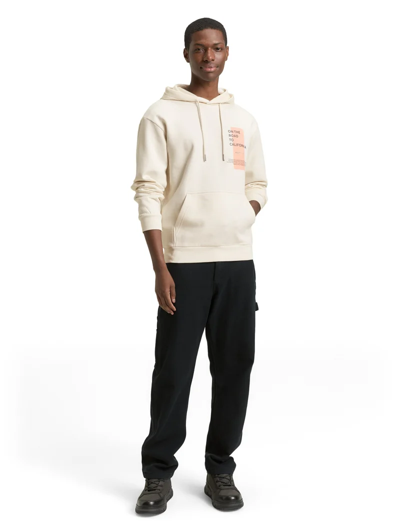 printed hoodie, Wool White