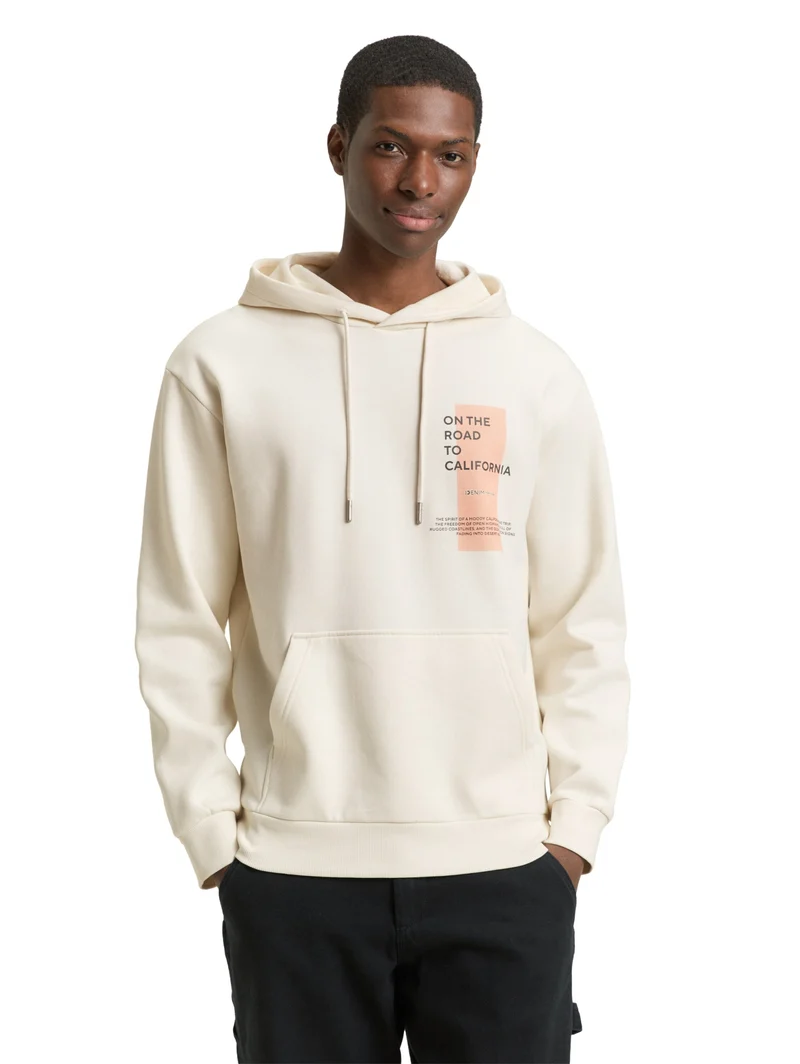 printed hoodie, Wool White