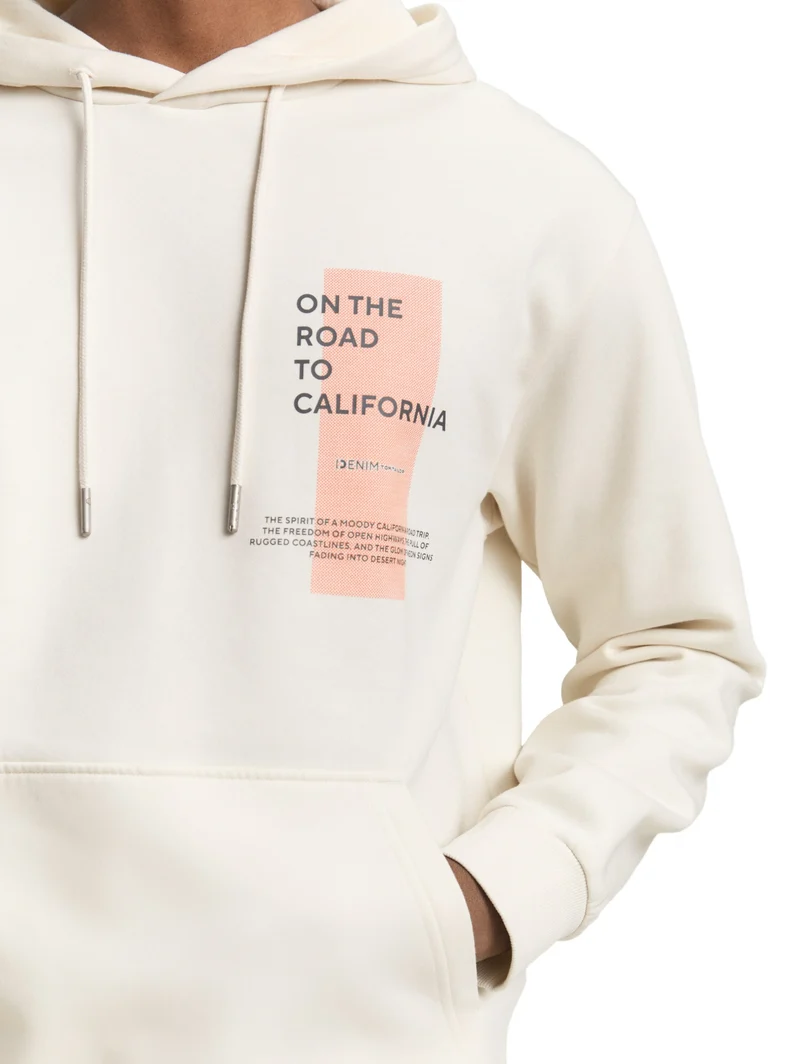printed hoodie, Wool White