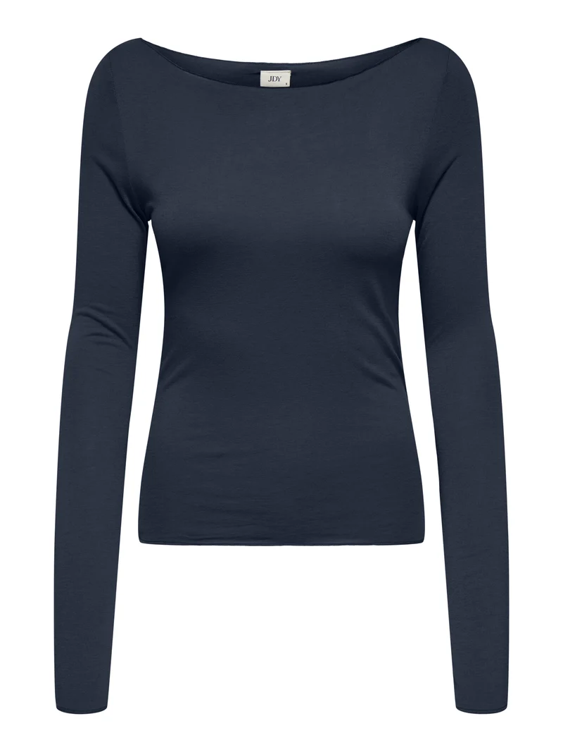 JDYSUMA WOOLBLEND L/S BOATNECK TOP, Navy Blazer