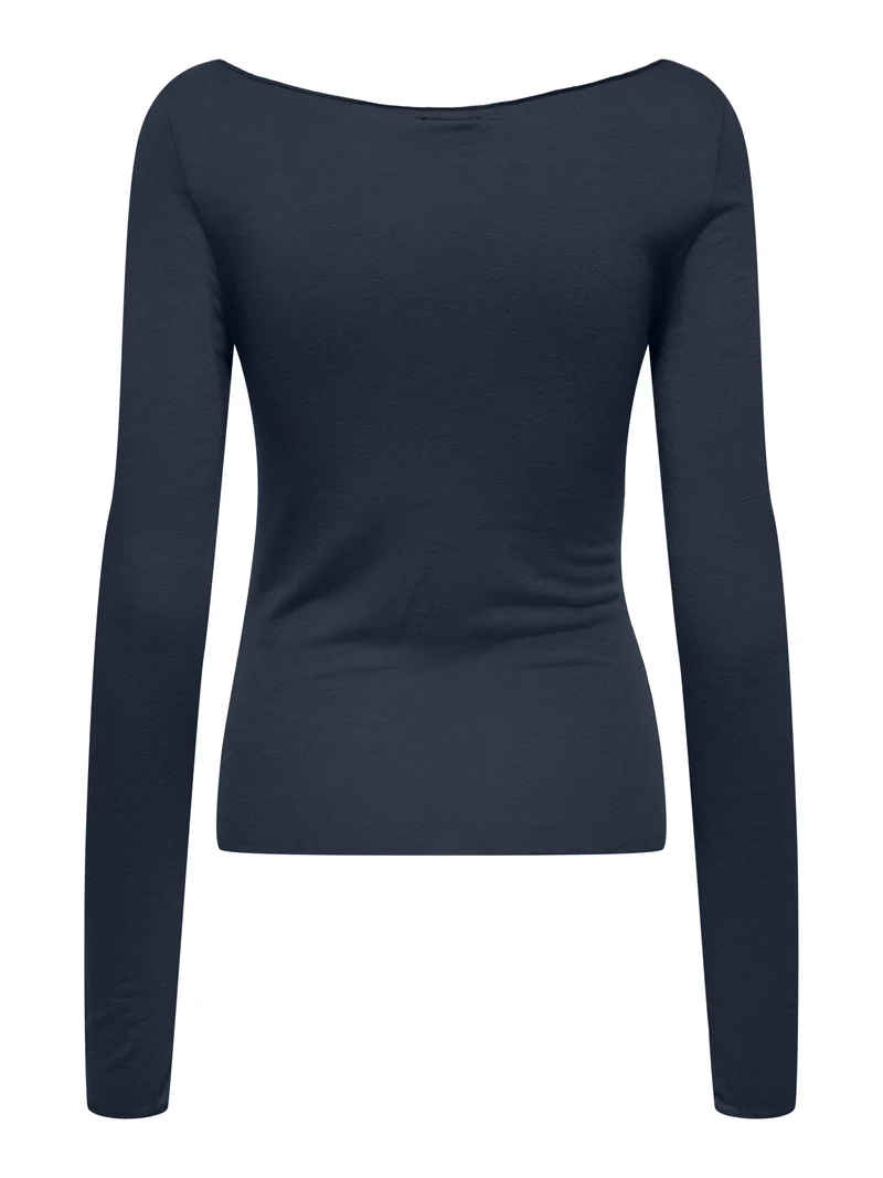 JDYSUMA WOOLBLEND L/S BOATNECK TOP, Navy Blazer