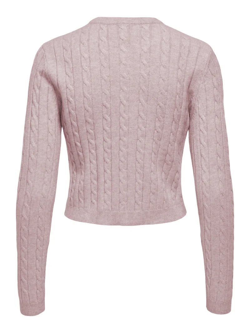 ONLKATIA LS CABLE BUTTON CARDIGAN C, Burnished Lilac/Mel/True Red Heart