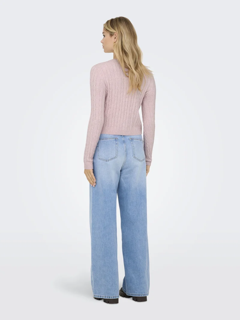 ONLKATIA LS CABLE BUTTON CARDIGAN C, Burnished Lilac/Mel/True Red Heart