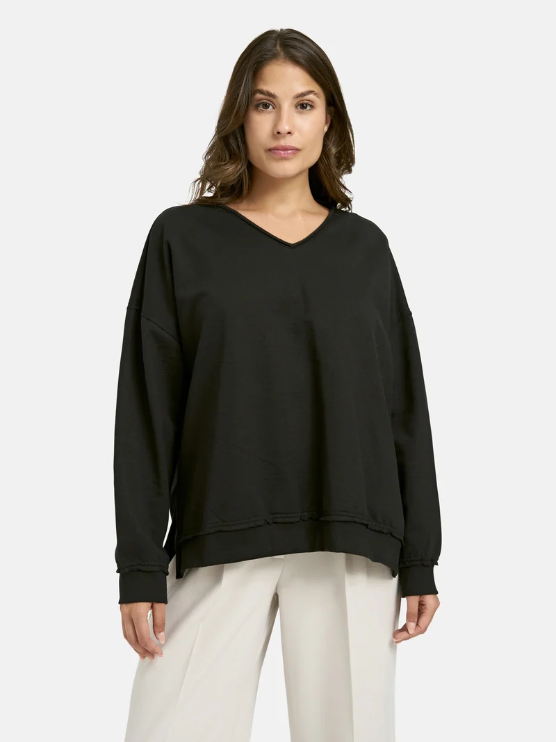 OVERSIZE SWEATSHIRT OPEN EDGES VN, BLACK