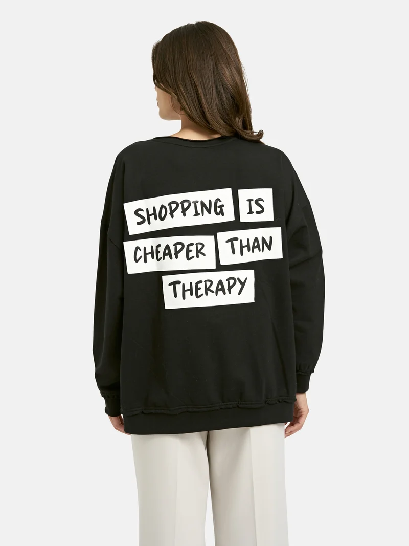 OVERSIZE SWEATSHIRT OPEN EDGES VN, BLACK