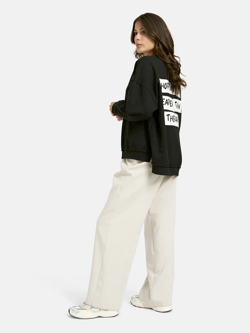 OVERSIZE SWEATSHIRT OPEN EDGES VN, BLACK