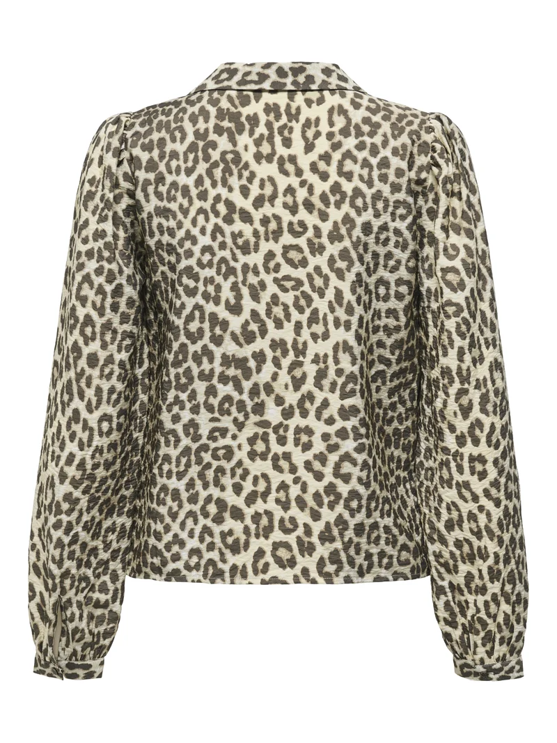 JDYBEATRICE LIFE L/S V-NECK SHIRT W, Birch/BROWN LEO