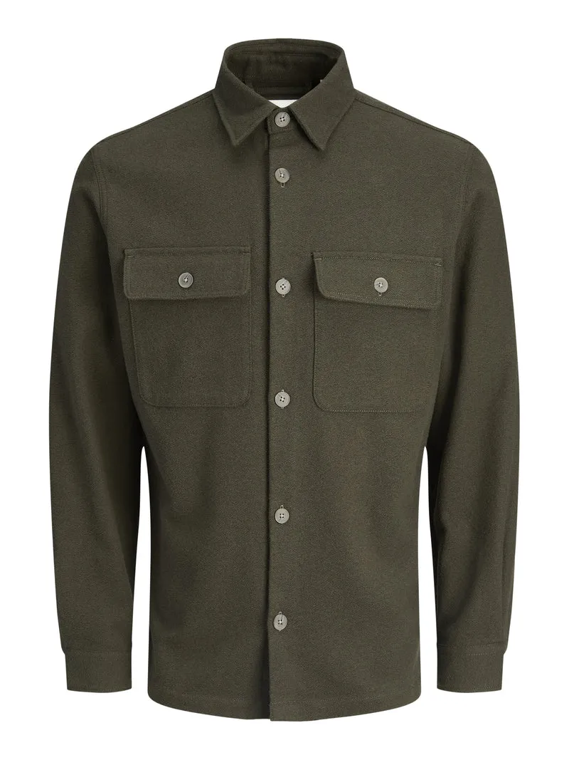 JPRRAYLE MELANGE SOLID L/S OVERSHIR, Peat
