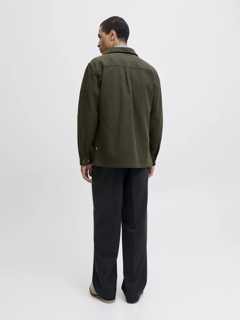 JPRRAYLE MELANGE SOLID L/S OVERSHIR, Peat