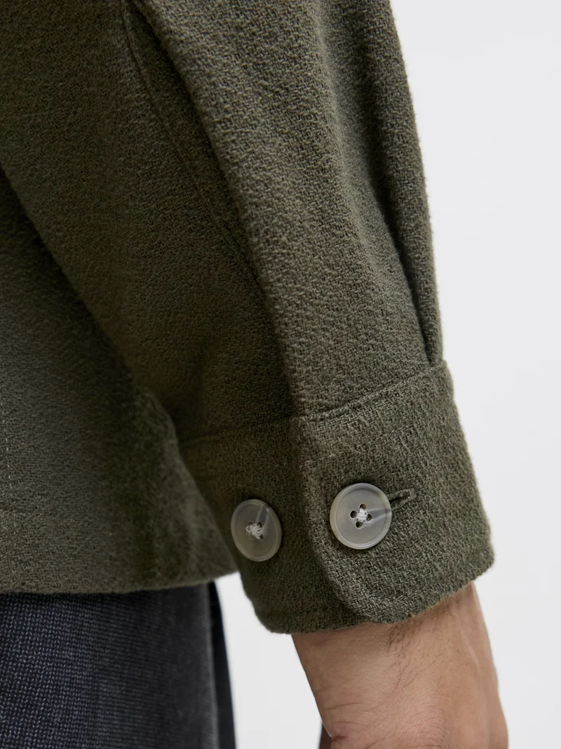 JPRRAYLE MELANGE SOLID L/S OVERSHIR, Peat