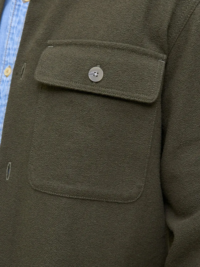 JPRRAYLE MELANGE SOLID L/S OVERSHIR, Peat