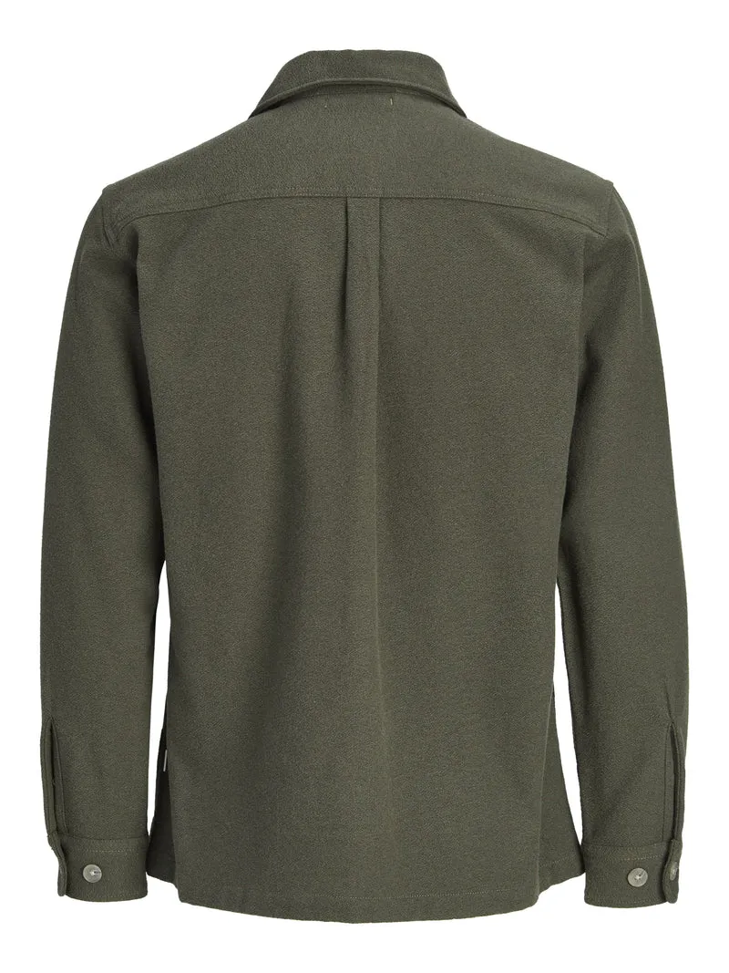 JPRRAYLE MELANGE SOLID L/S OVERSHIR, Peat