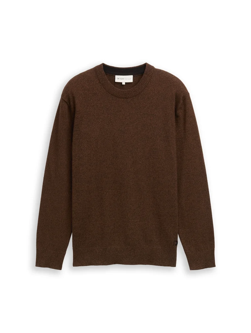 Basic crewneck knit, brown black mouline