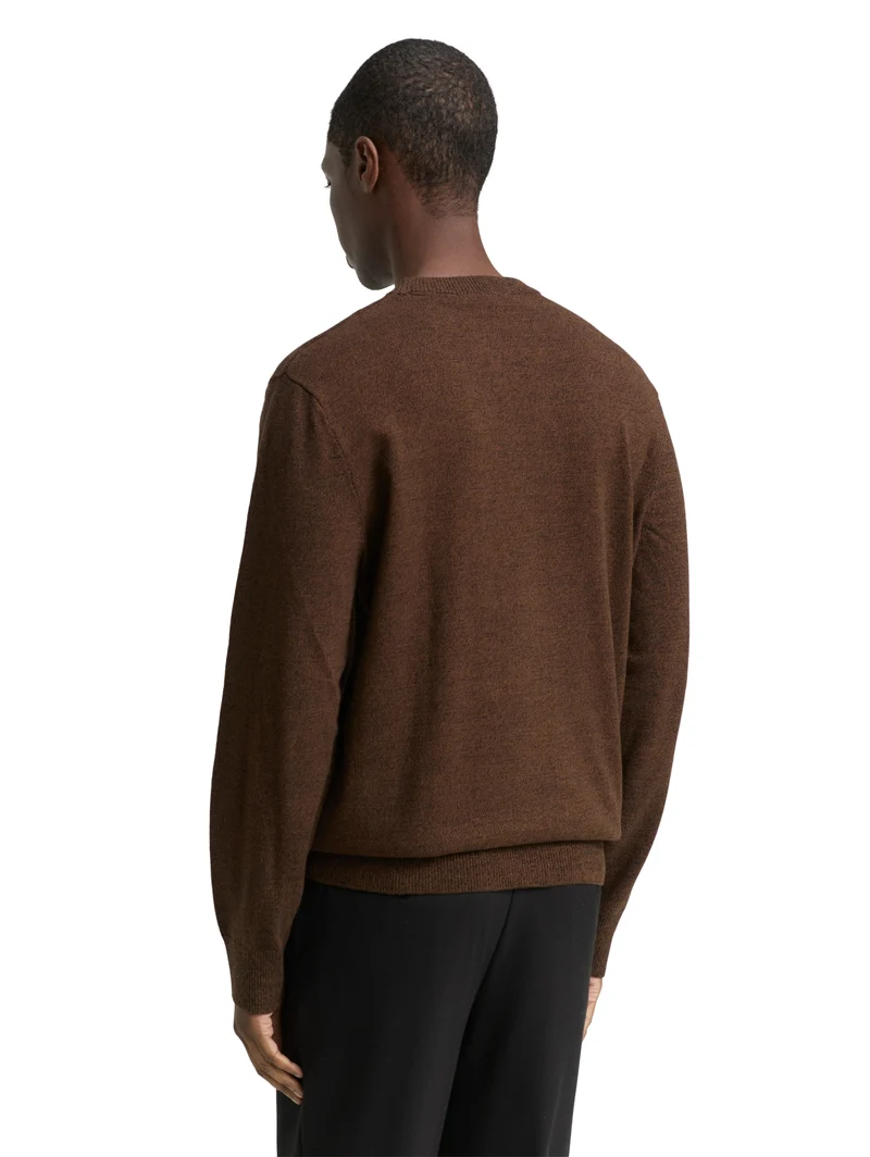 Basic crewneck knit, brown black mouline