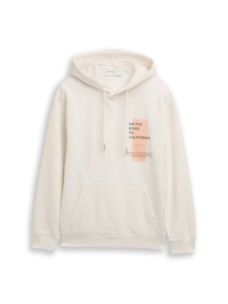 printed hoodie, Wool White