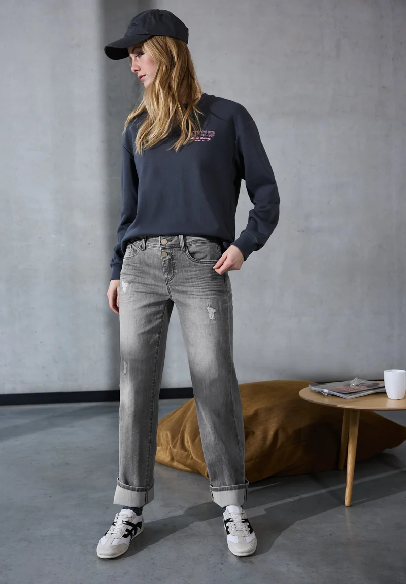 Studio Style Straight Leg,mw,g, Grey Destroy washed