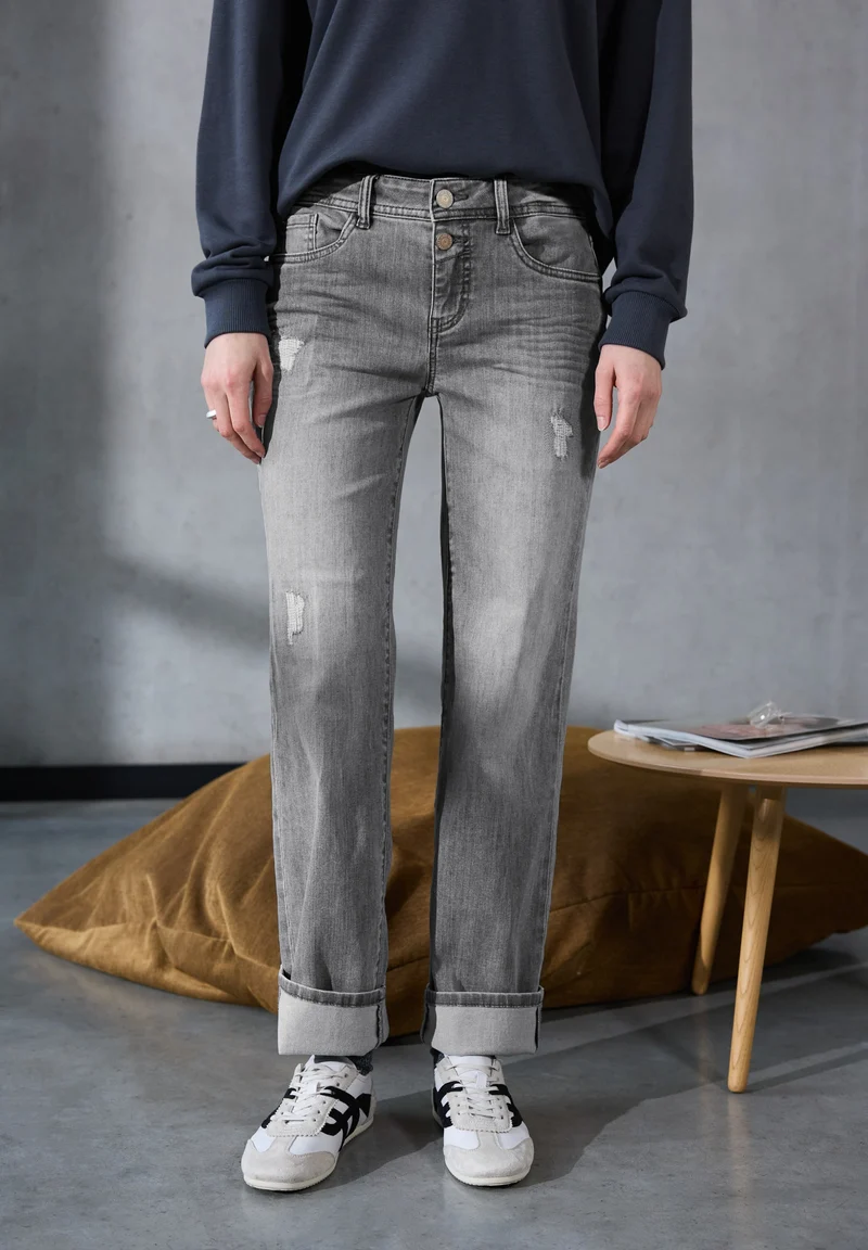 Studio Style Straight Leg,mw,g, Grey Destroy washed