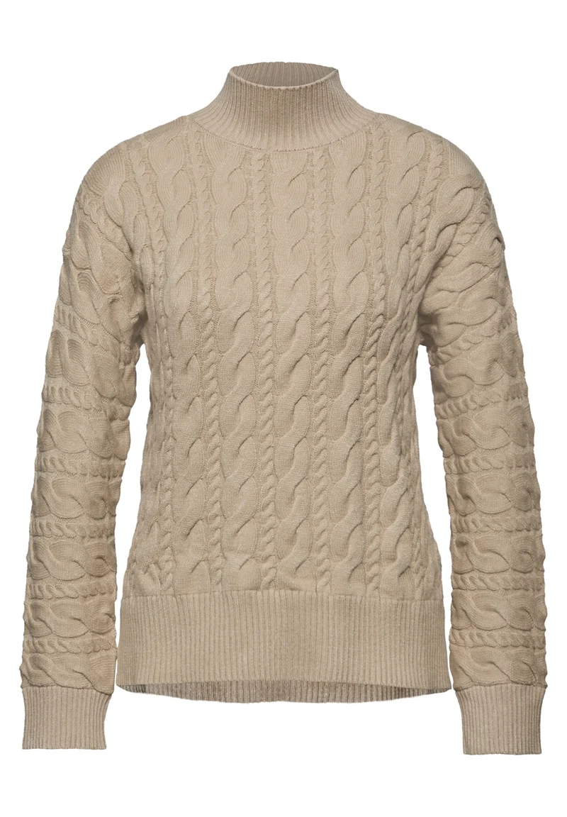 LTD QR_turtle neck cable sweat, sanded beige