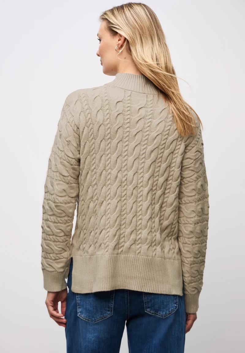 LTD QR_turtle neck cable sweat, sanded beige