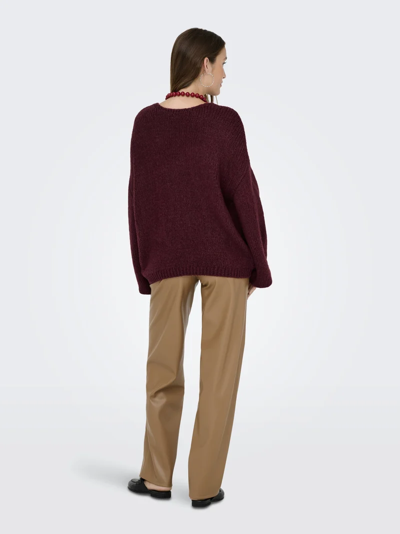 JDYDINEA L/S REVERSIBLE PULLOV. KNT, Cabernet