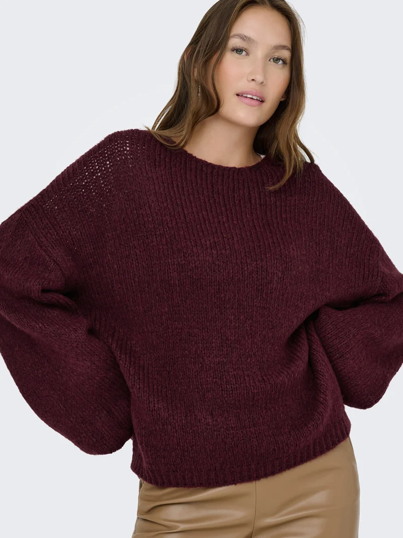 JDYDINEA L/S REVERSIBLE PULLOV. KNT, Cabernet