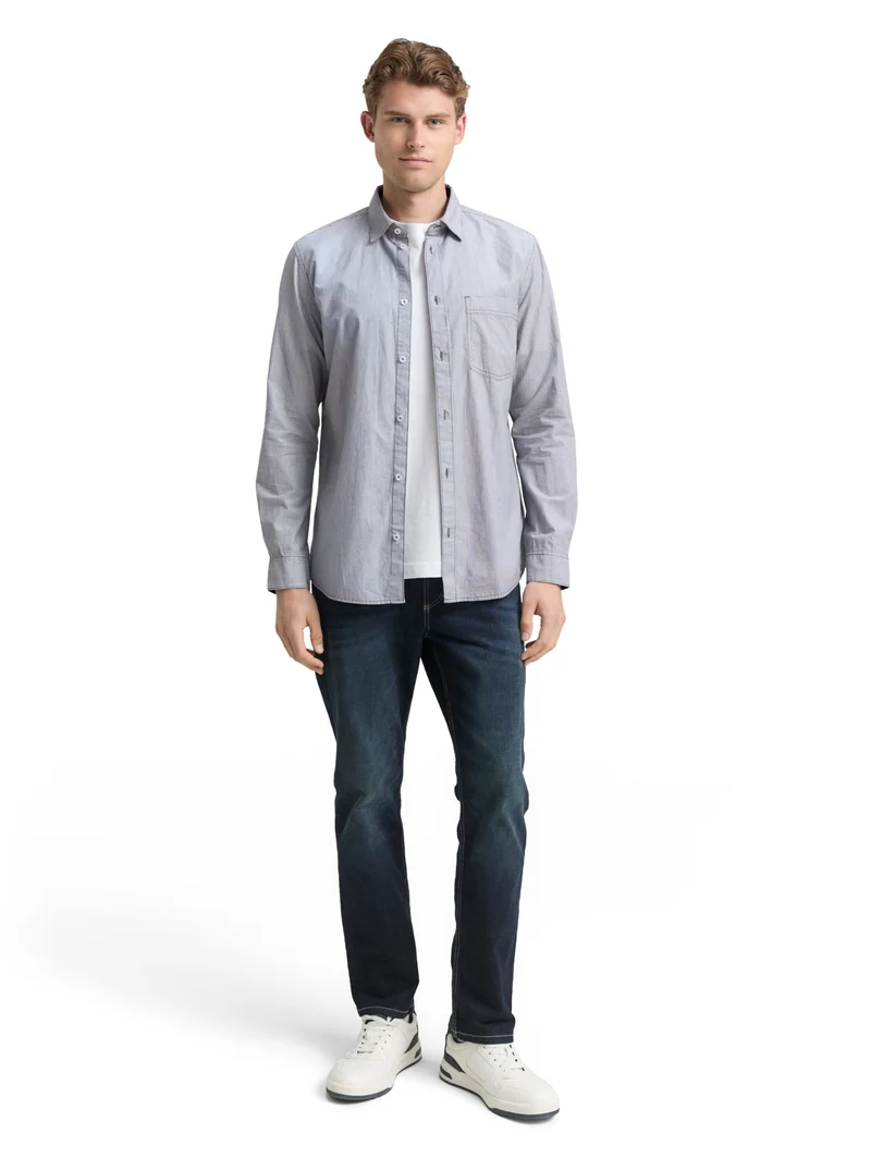 fitted striped shirt, blue stripe