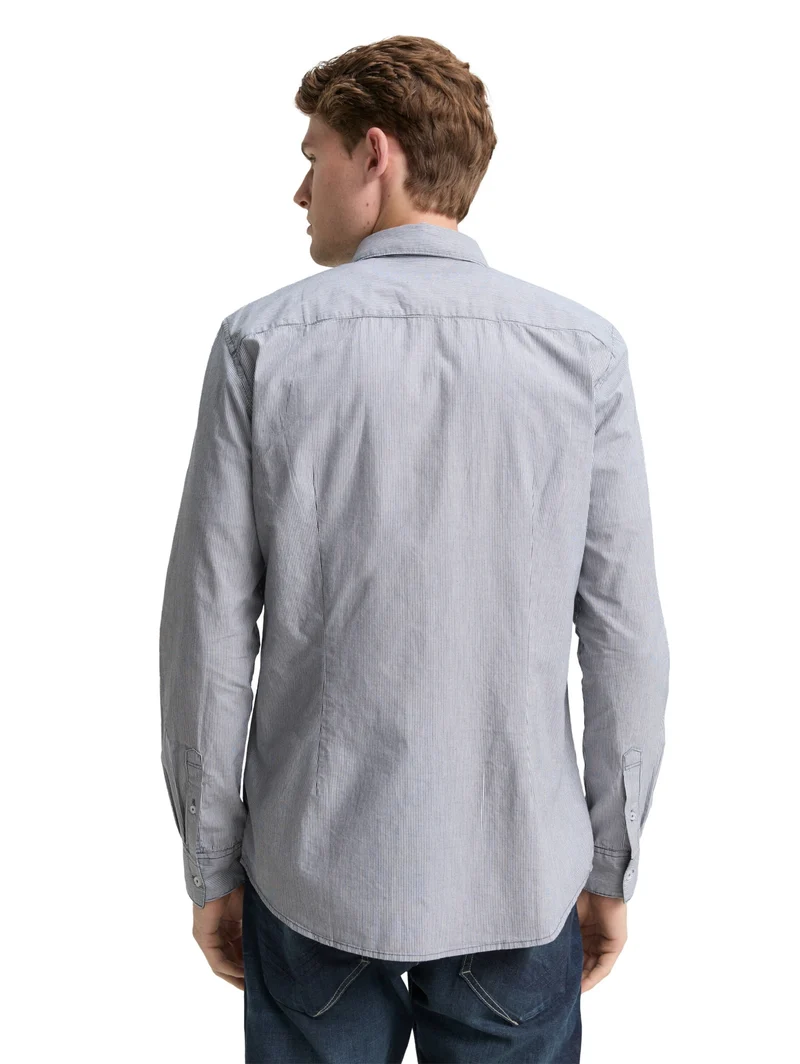 fitted striped shirt, blue stripe