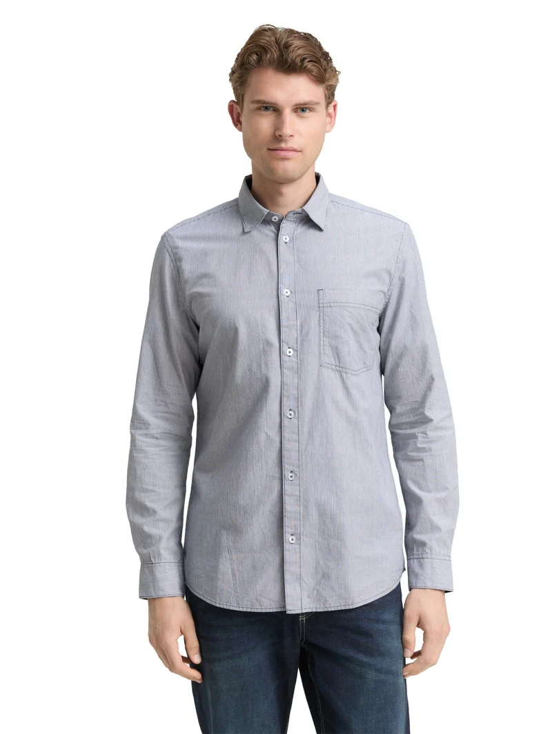 fitted striped shirt, blue stripe
