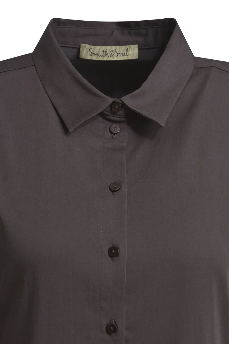 SOLID DRESS WITH PLEATS, CHOCO