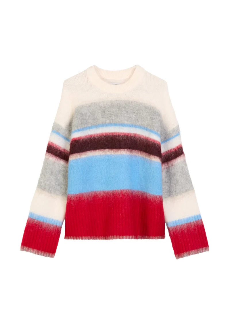 Knit Pullover, Round Neck, Offwhite_Multi_01