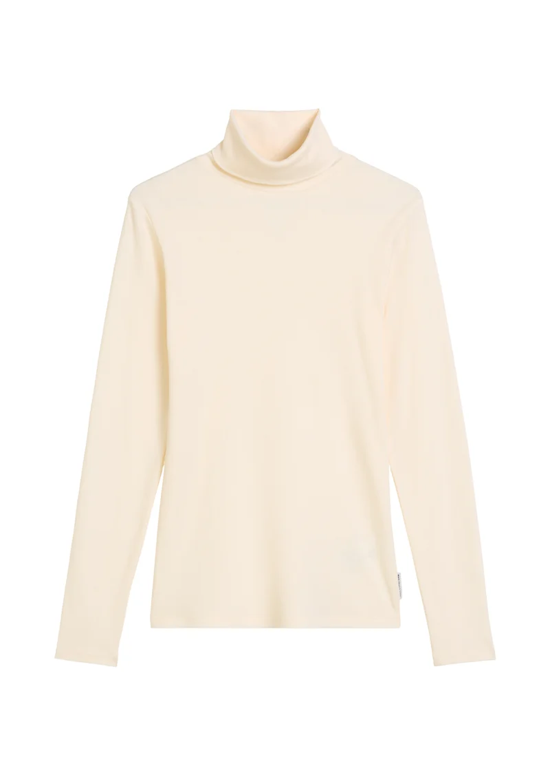 T-Shirt, LSL, Turtleneck, Rib, White Blush