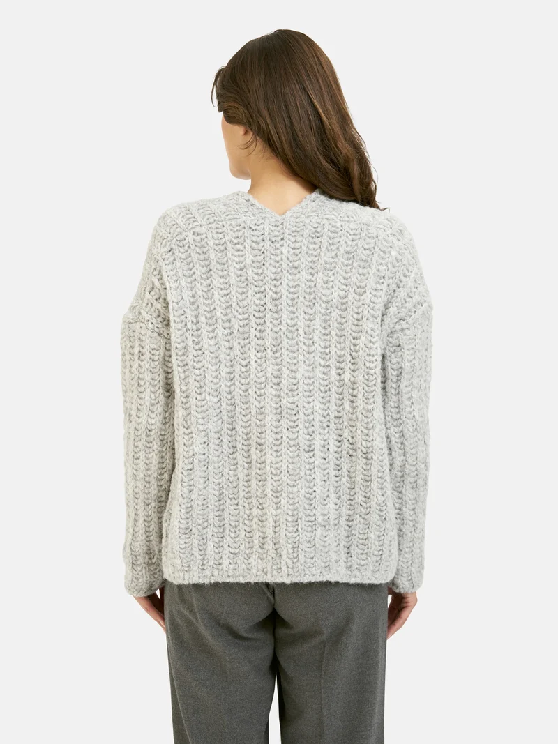 SHORT OPEN CARDIGAN, SILVER GREY MELANGE