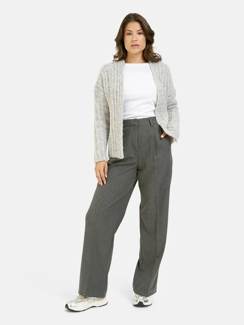 SHORT OPEN CARDIGAN, SILVER GREY MELANGE