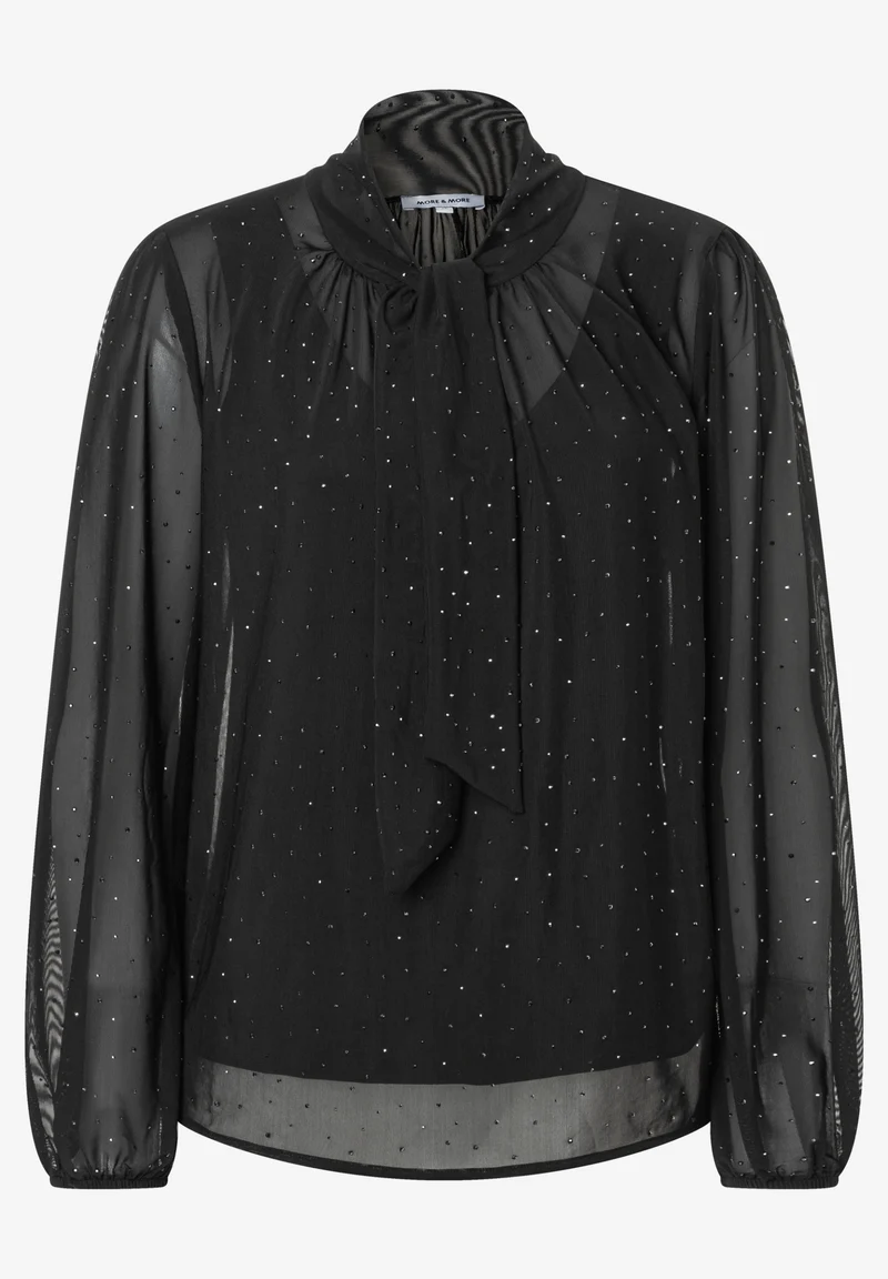 Mesh Shirt with Bow, black